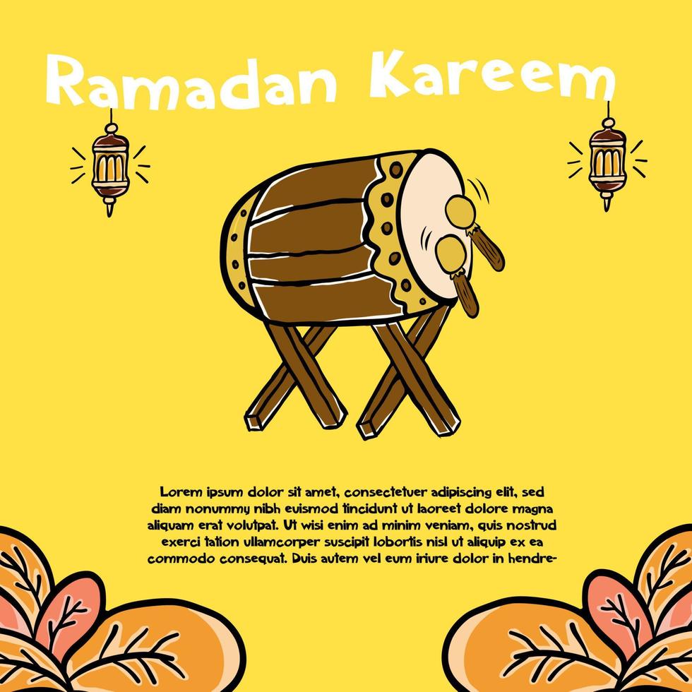 hand teckning illustratör ramadan kareem fri affisch vektor