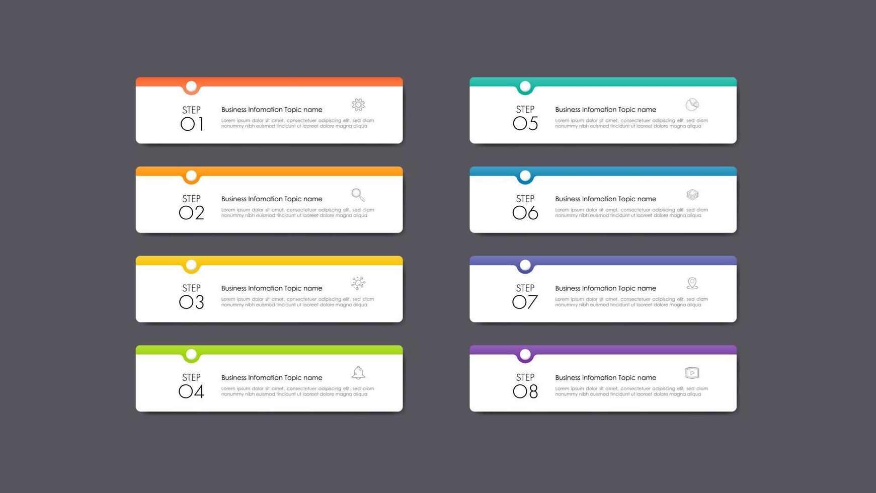 modern infographic affärsdesign med 8 alternativ koncept, delar, steg eller processer kan användas för arbetsflöde layout, diagram, antal alternativ, webbdesign. infografiskt element. vektor