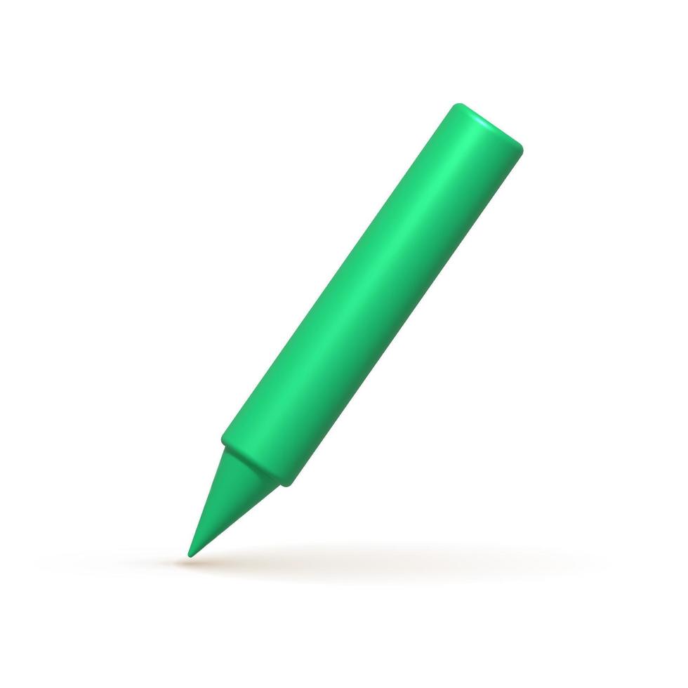 Schreiben Werkzeug 3d Symbol. Grün Stift, Bleistift, Marker. 3d realistisch Design Element. vektor