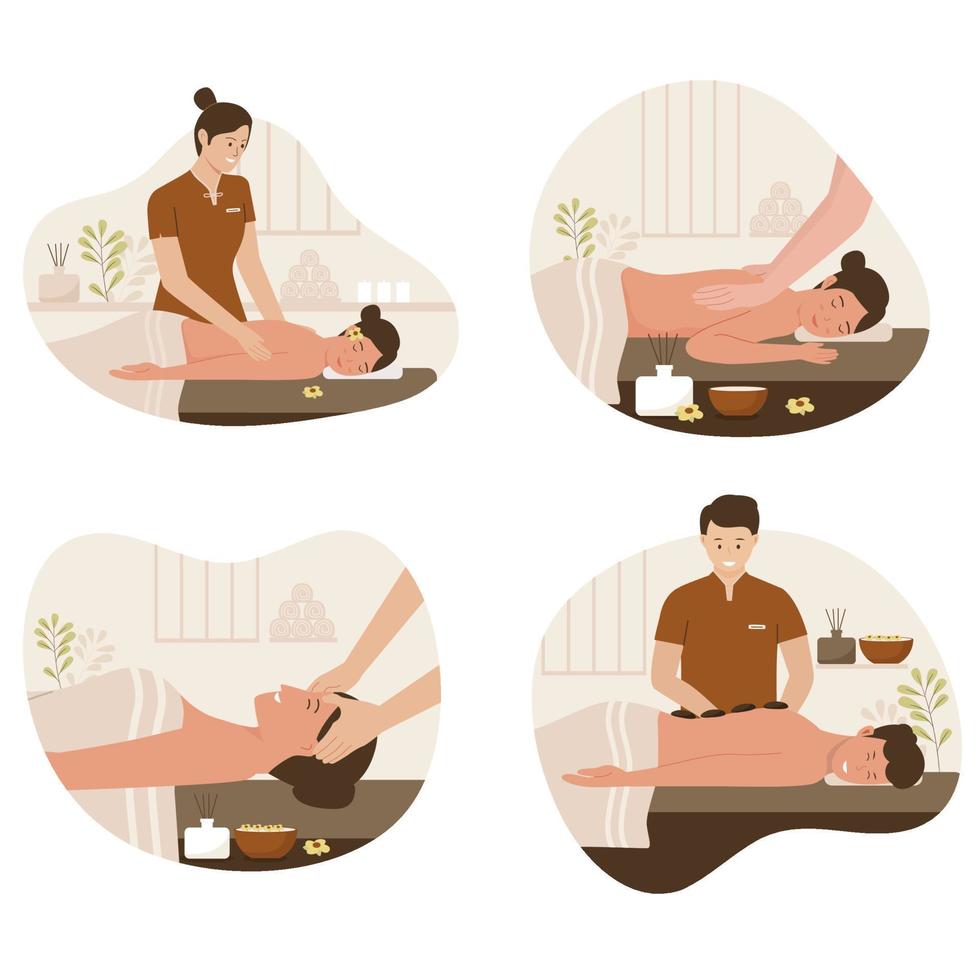 spa och massage illustration uppsättning vektor