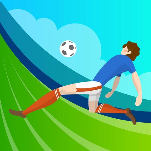 Moderner minimalistischer Frankreich-Fußball-Spieler bereit, Ball mit Steigungshintergrundvektor Illustration zu schießen vektor