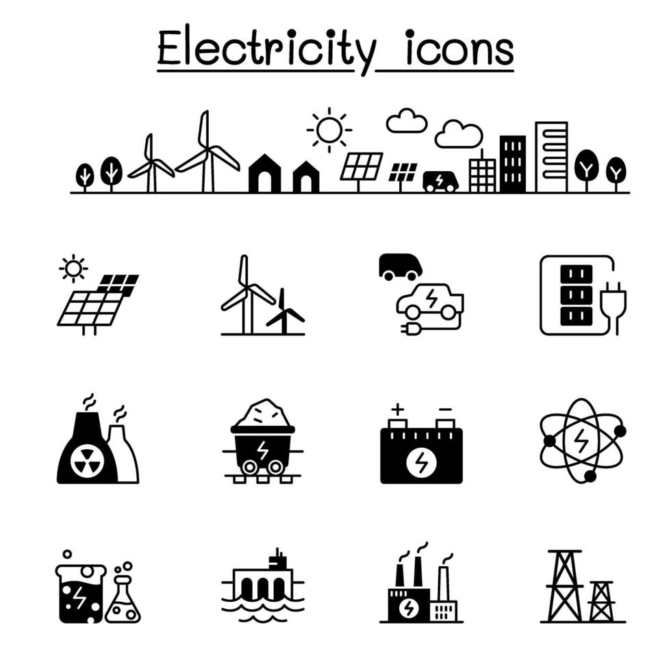 Stromikonen setzen Vektorillustrationsgrafikdesign vektor