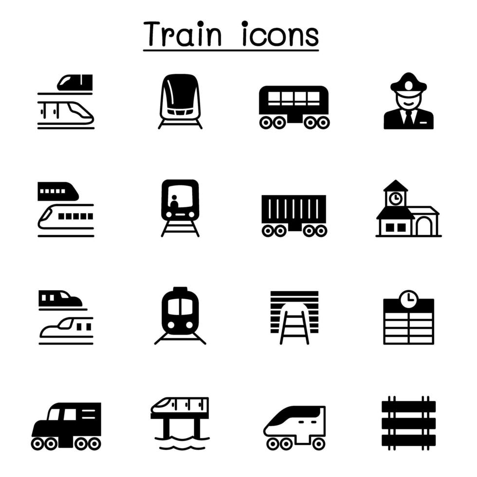 tågsymboler ställer in grafisk design för vektorillustration vektor