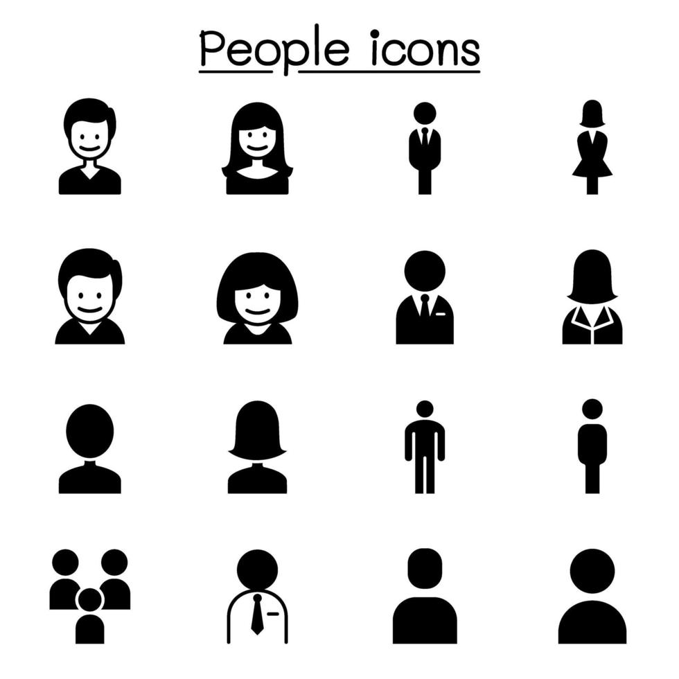 Menschen, Mann, Frau, Person Icon Set Vektor-Illustration Grafikdesign vektor