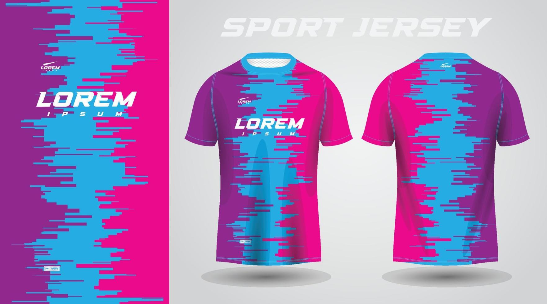 blå rosa lila skjorta fotboll fotboll sport jersey mall design attrapp vektor