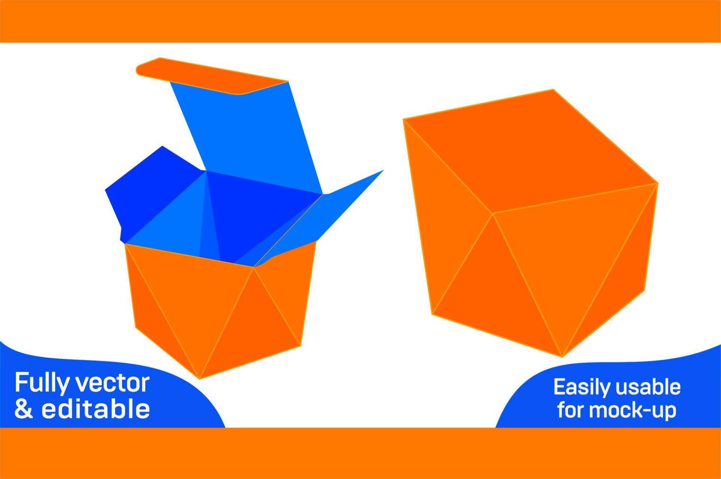 Diamant gestalten Platz Größe Box Dieline Vorlage und 3d Box Design 3d Box vektor