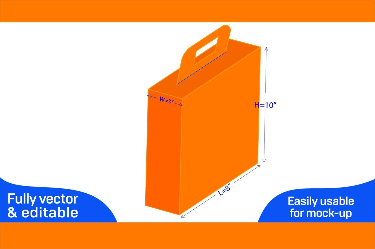 hand bagage väska låda eller resväska låda Död linje mall och 3d låda vektor