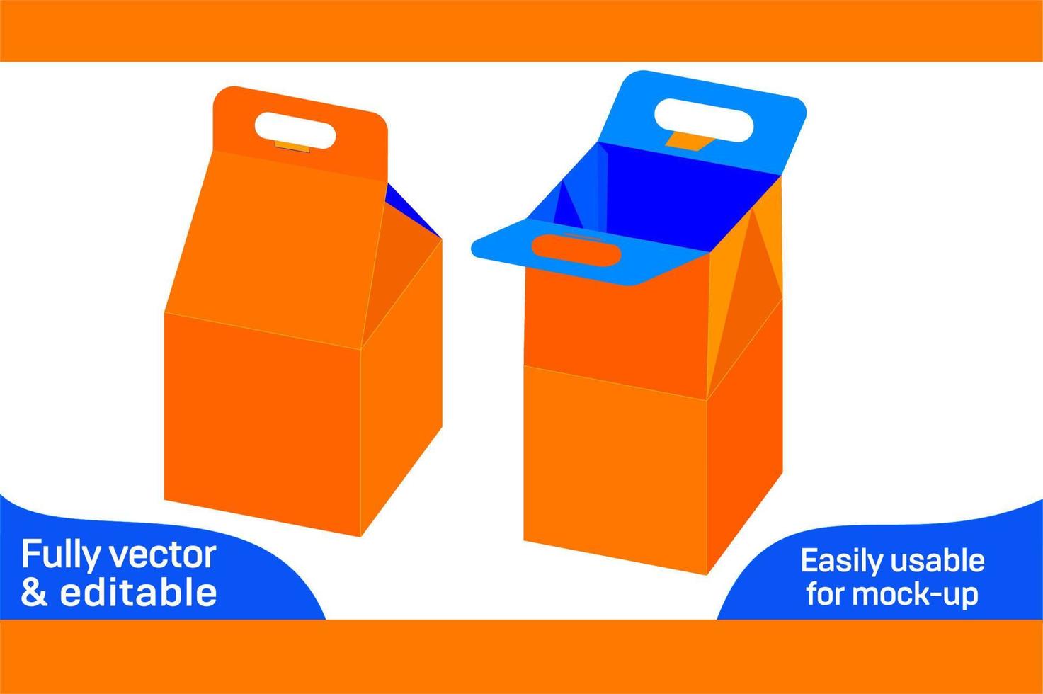 Tiffin oder Essen tragen Box Platz Größe Dieline Vorlage und 3d Box Design 3d Box vektor