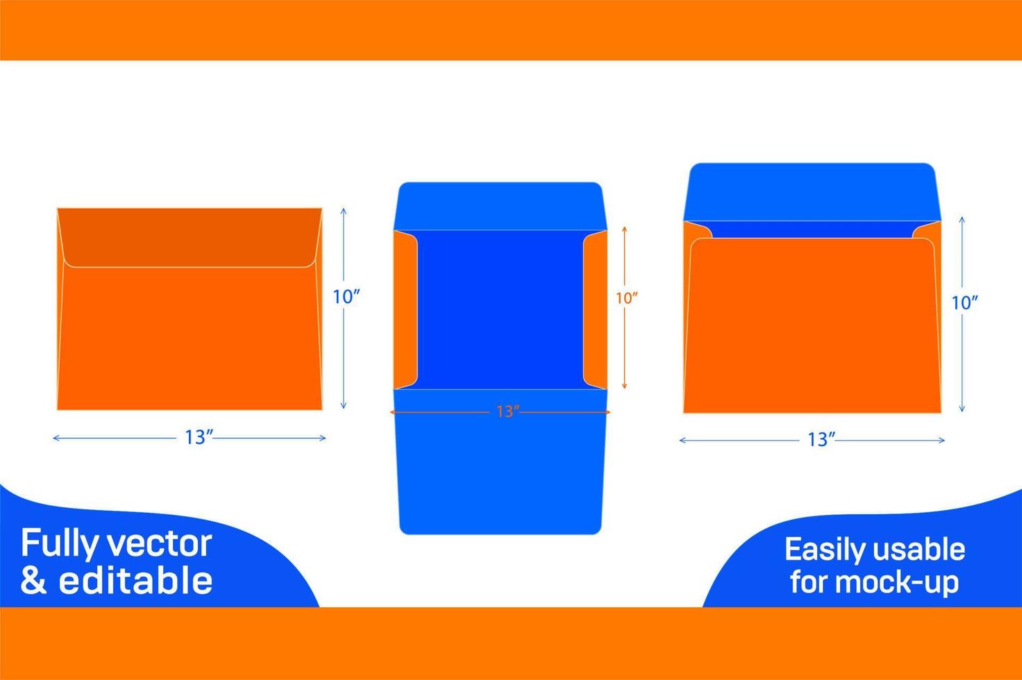 Heft Briefumschlag 10x13 Zoll sterben Schnitt Vorlage und 3d Briefumschlag Design 3d Box vektor