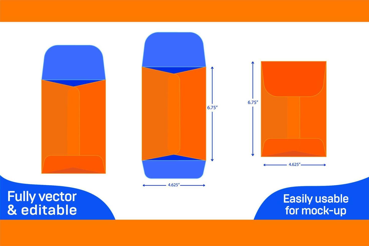 katalog kuvert 4,625x6,75 tum Död linje mall och 3d kuvert 3d låda vektor