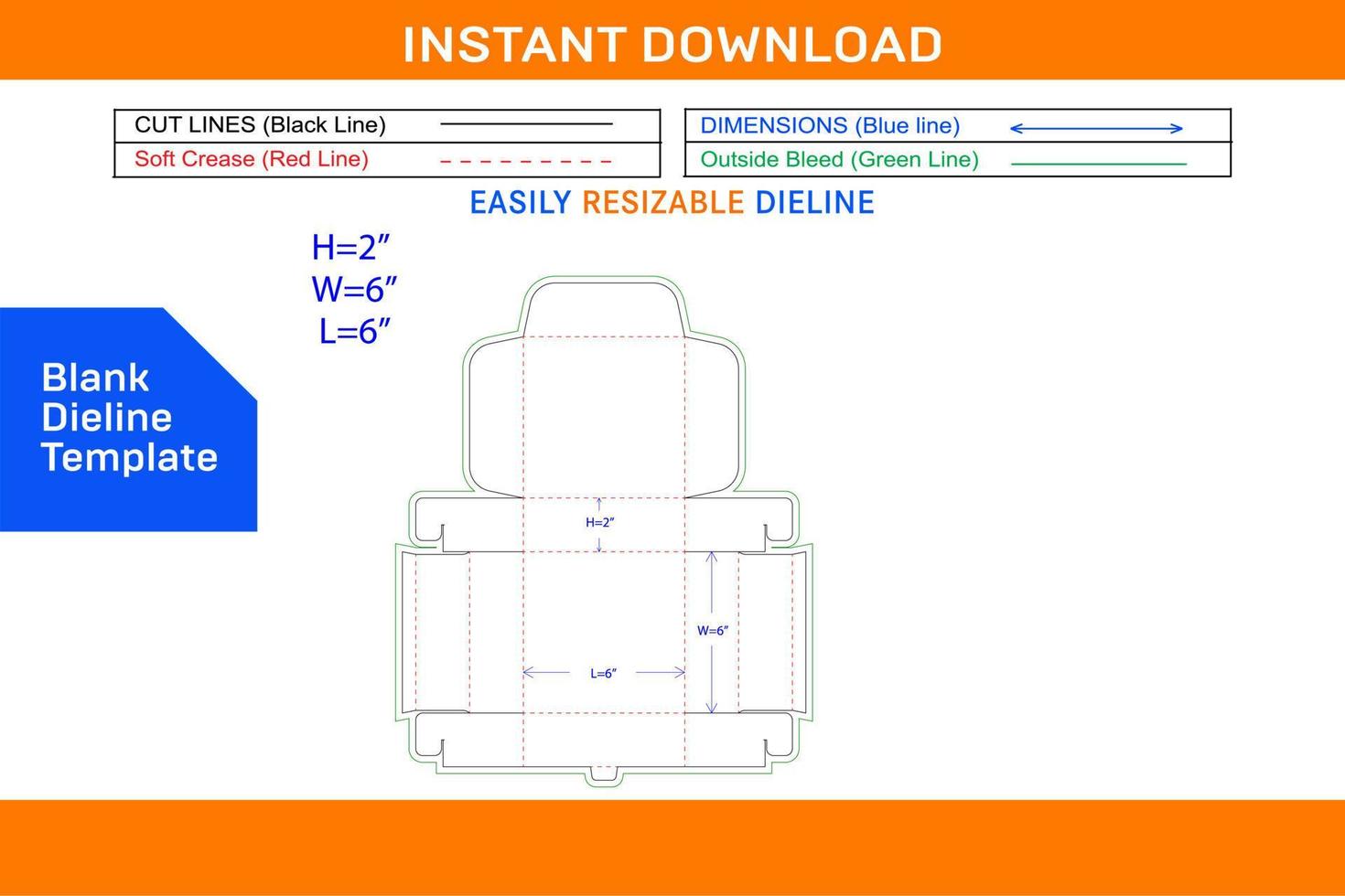 Karton oder gewellt Versand Mailer Box Dieline Vorlage leer Dieline Vorlage vektor