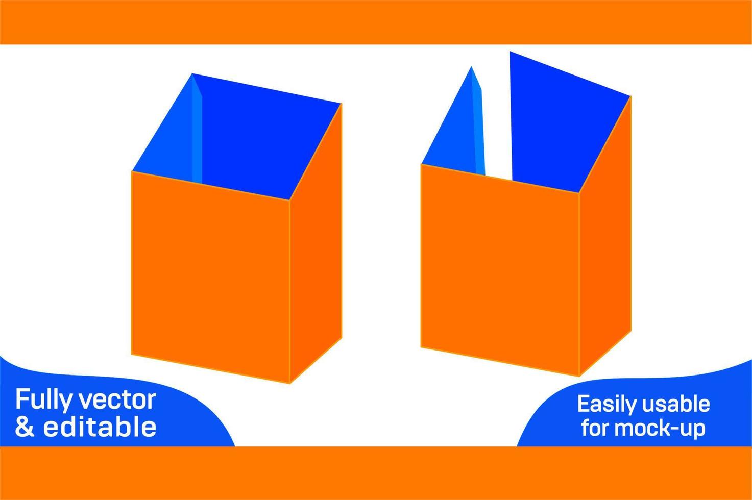 Flugblatt Karton Box Dieline Vorlage und 3d Box Design 3d Box vektor