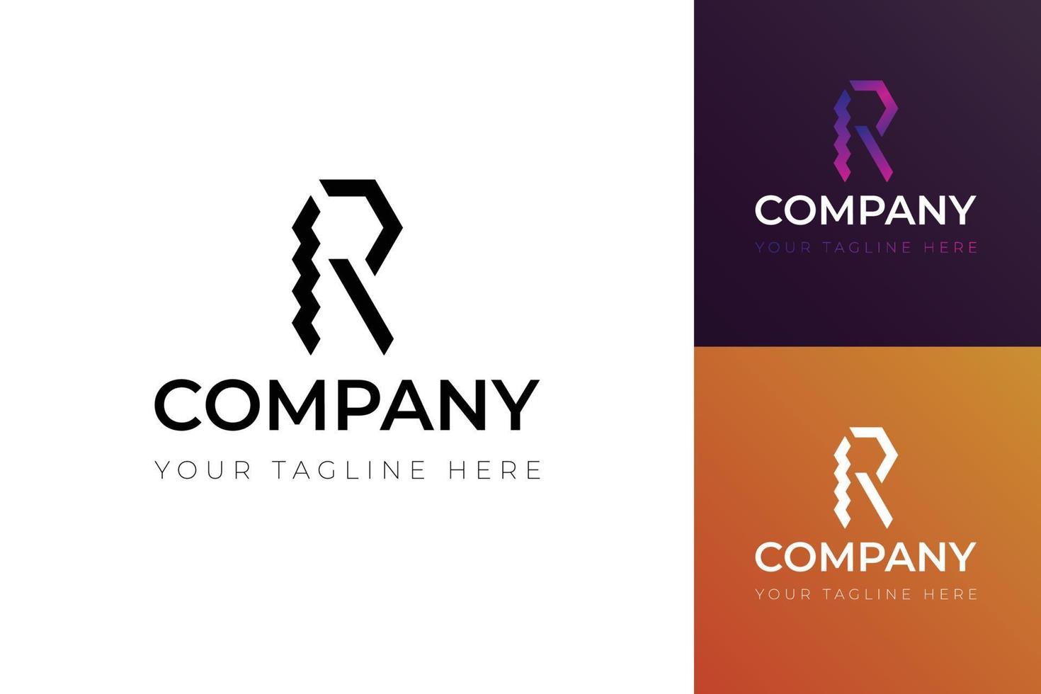 r brev logotyp för företag i annorlunda begrepp, företag börja eller företag identitet, logotyp vektor för företag.