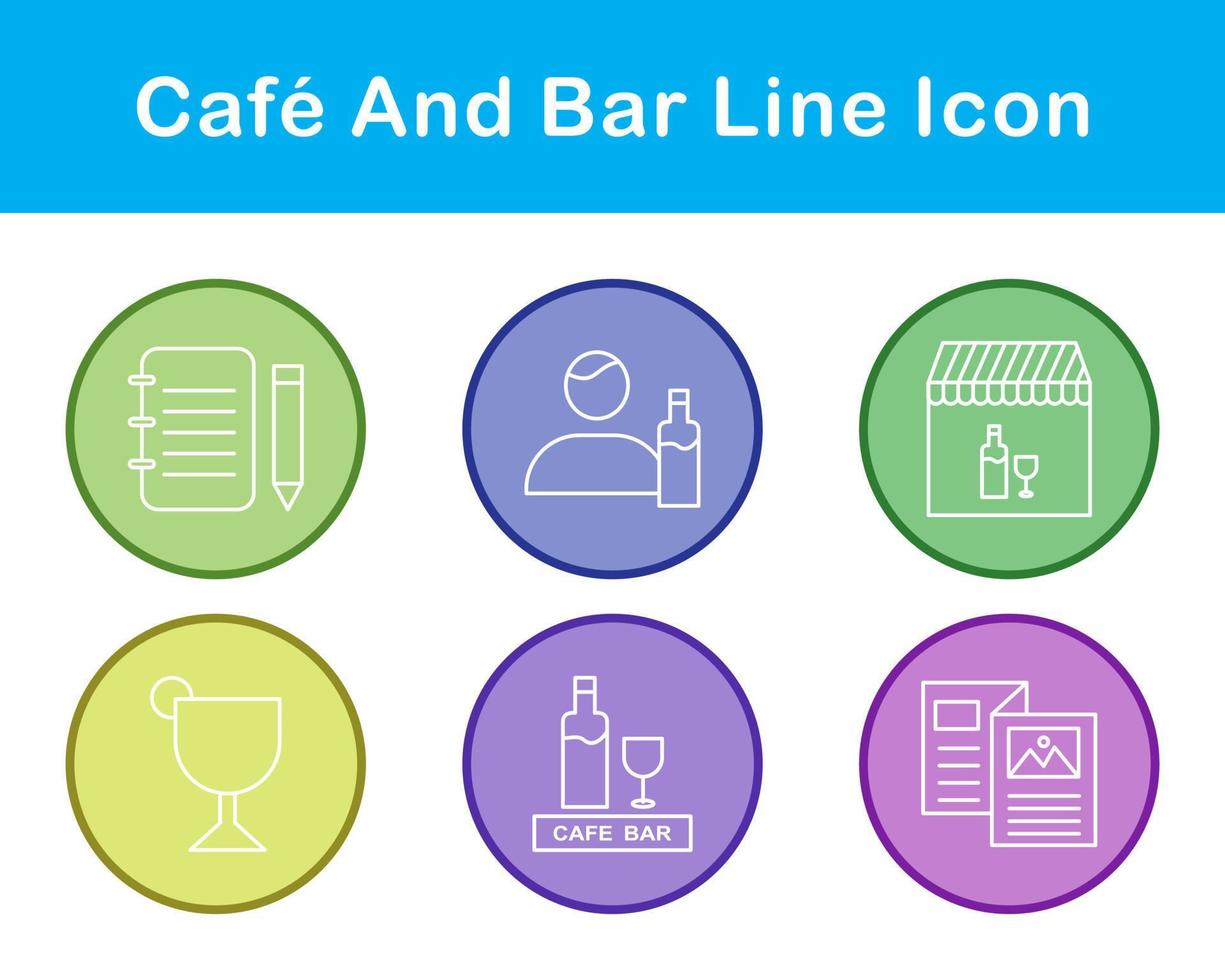 Cafe und Bar Vektor Symbol einstellen