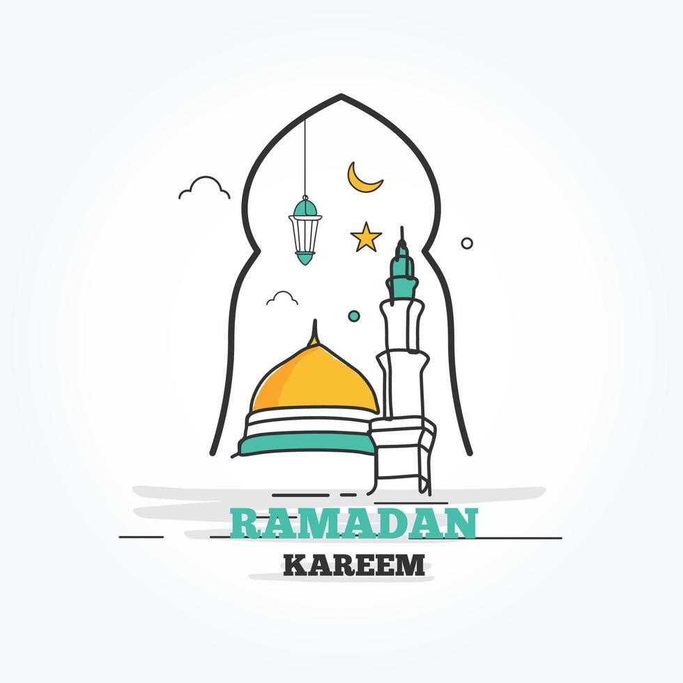 Ramadan kareem Design mit Linie Kunst Illustration vektor