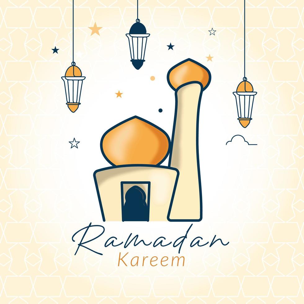 Ramadan kareem Design mit Moschee und hängend Laterne vektor