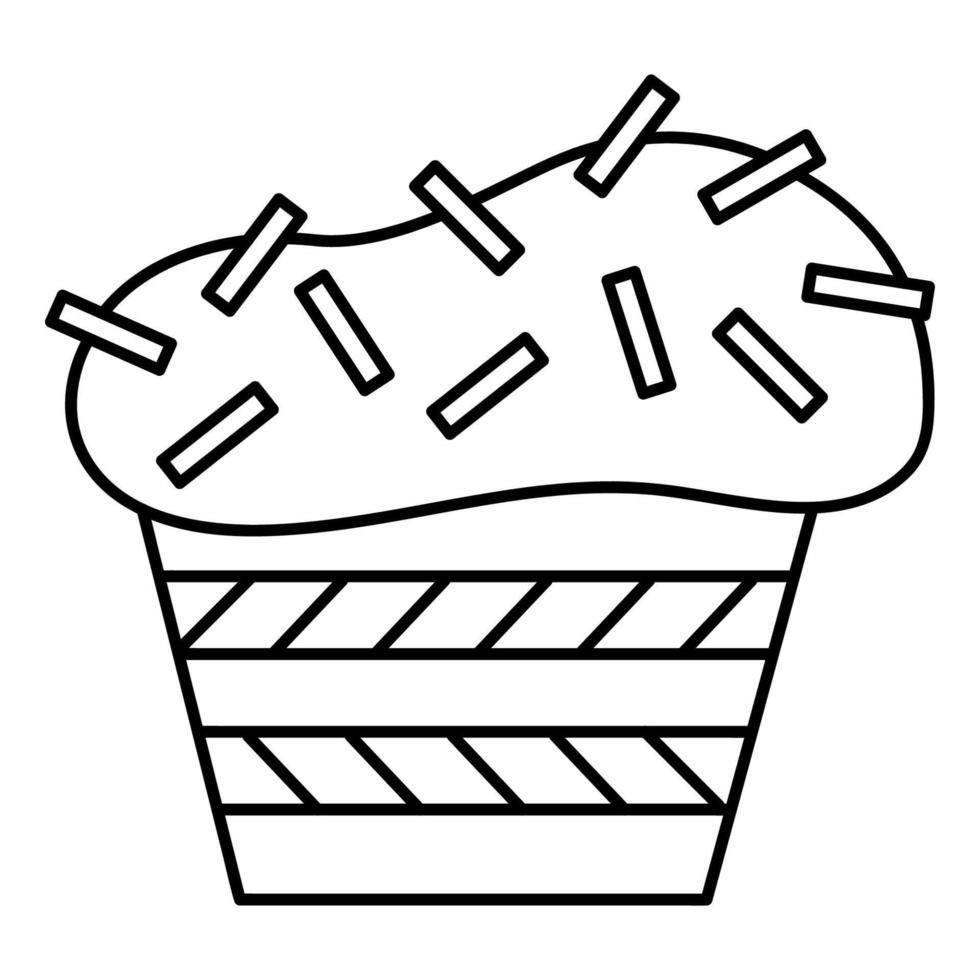 randig påsk kaka i klotter stil. svart och vit vektor illustration.