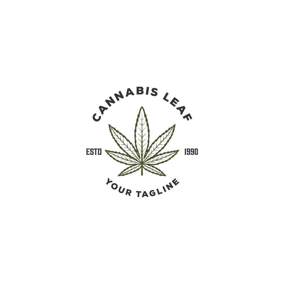 cannabisbladslogotyp i vit akcground vektor