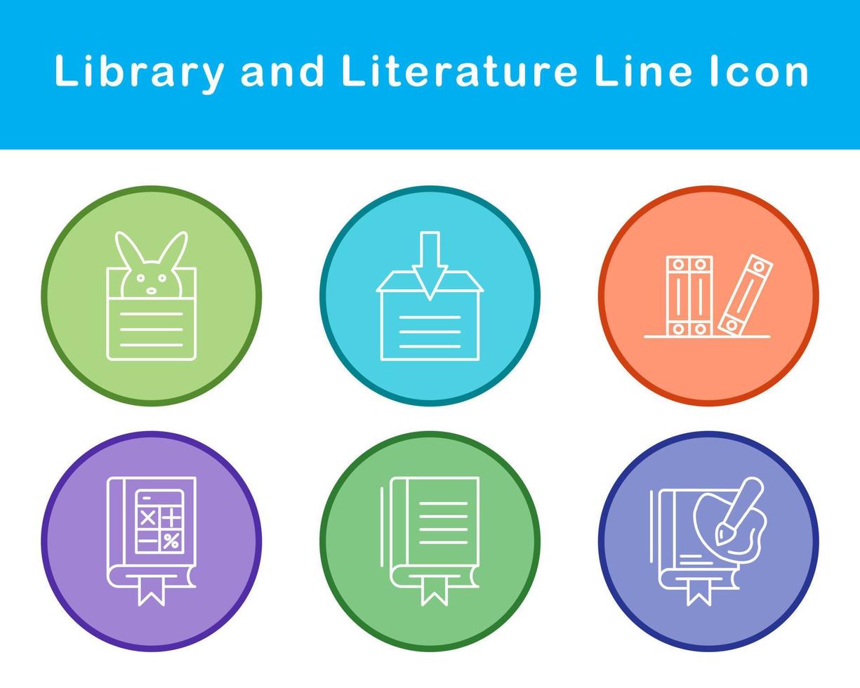 bibliotek och litteratur vektor ikon uppsättning