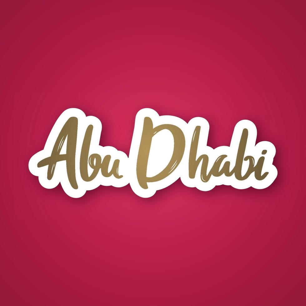 abu dhabi - handgezeichneter beschriftungsname der vereinigten arabischen emiratstadt. vektor