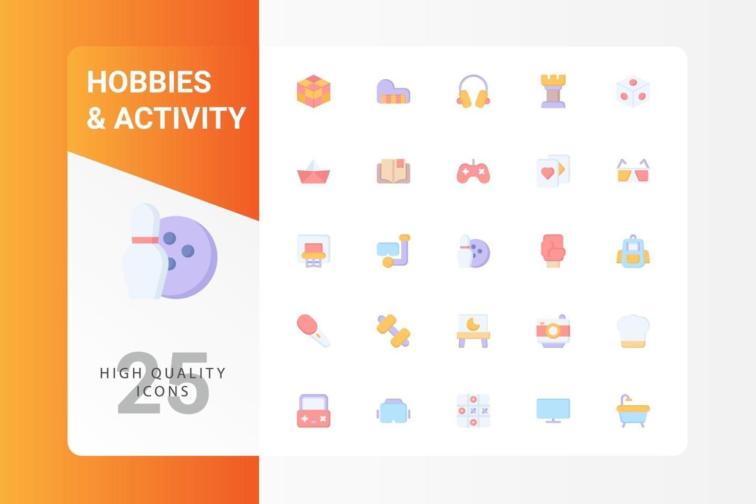 Hobbys und Aktivitätsikonenpaket lokalisiert auf weißem Hintergrund. für Ihr Website-Design, Logo, App, UI. Vektorgrafiken Illustration und bearbeitbarer Strich. eps 10. vektor