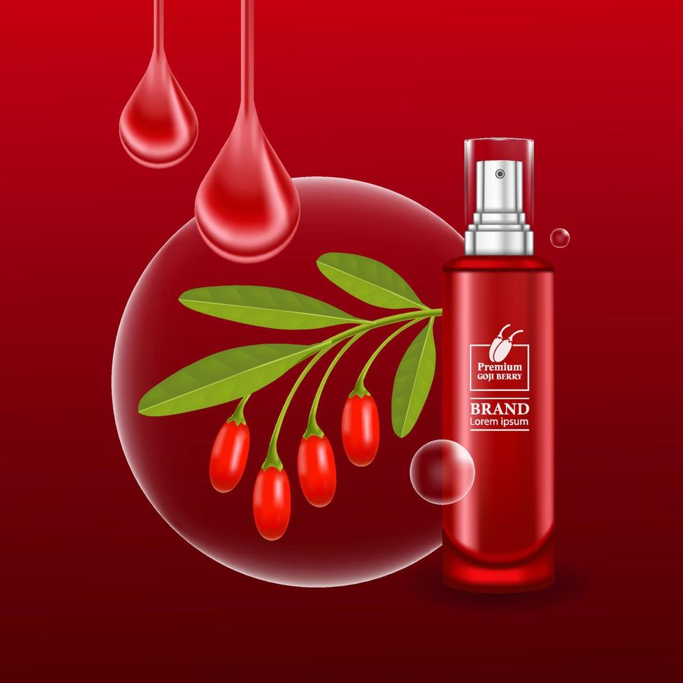 Goji Beere Serum zum Haut Pflege Paket Illustration vektor