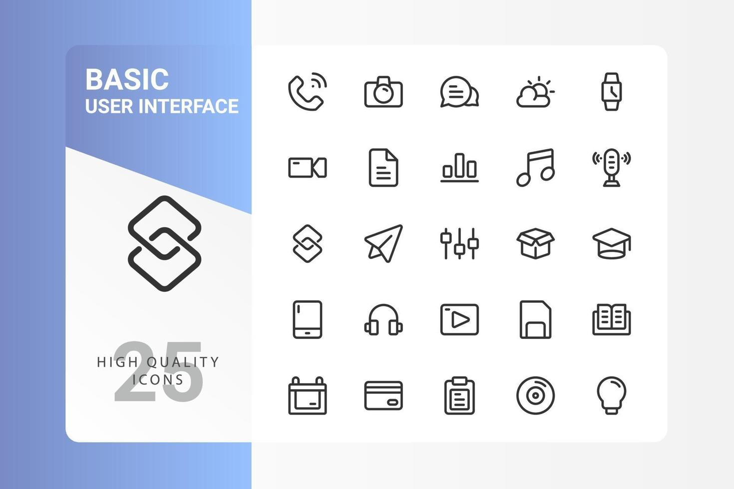 Grundlegendes UI-Icon-Pack für Ihr Website-Design, Logo, App, UI. Grundlegendes Design des UI-Symbols. Vektorgrafiken Illustration und bearbeitbarer Strich. eps 10. vektor