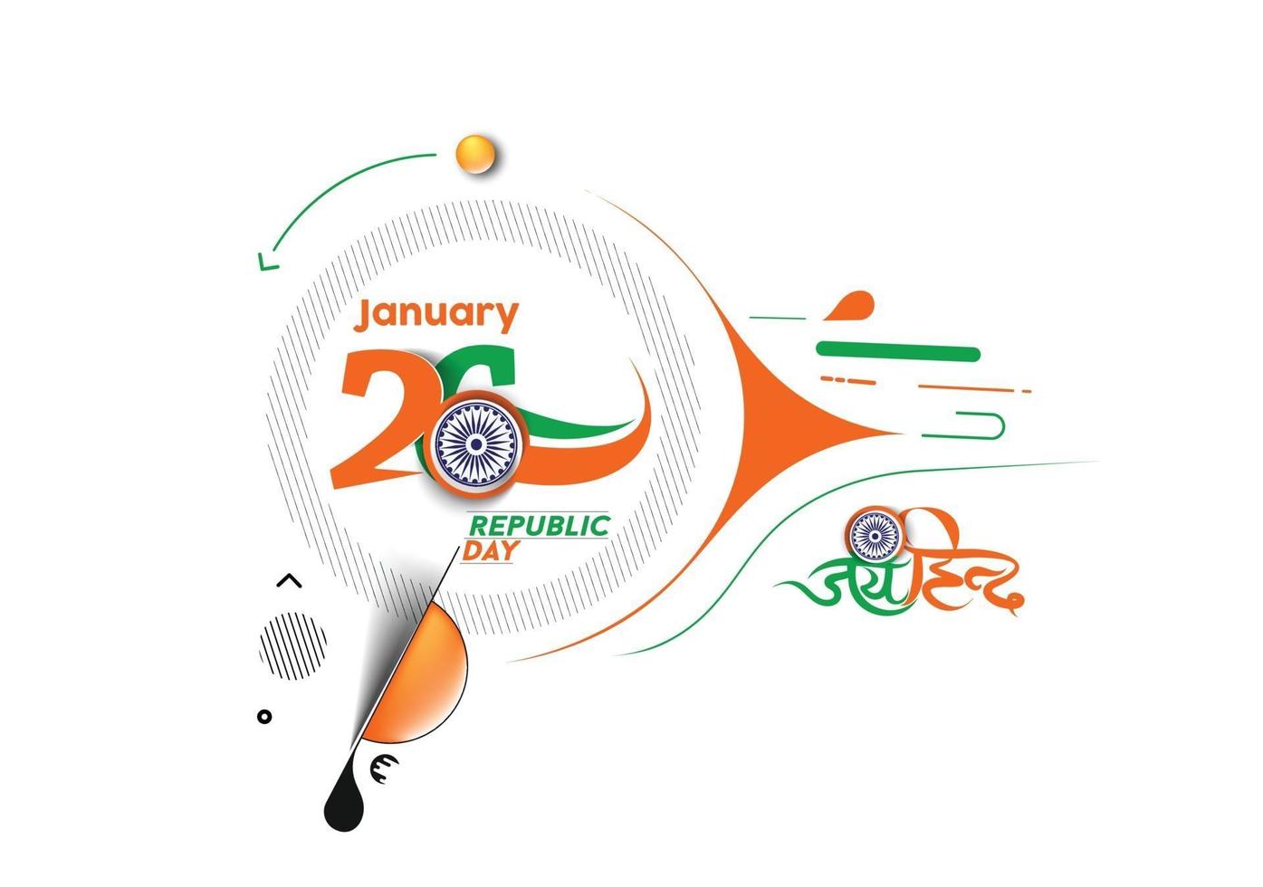 Konzept der indischen Republik mit Text 26. Januar. abstrakte Vektorillustration Design. vektor