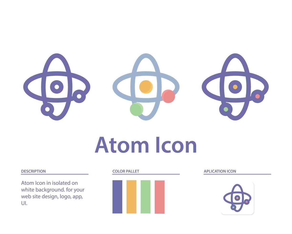 Atomsymbol isoliert auf weißem Hintergrund. für Ihr Website-Design, Logo, App, UI. Vektorgrafiken Illustration und bearbeitbarer Strich. eps 10. vektor