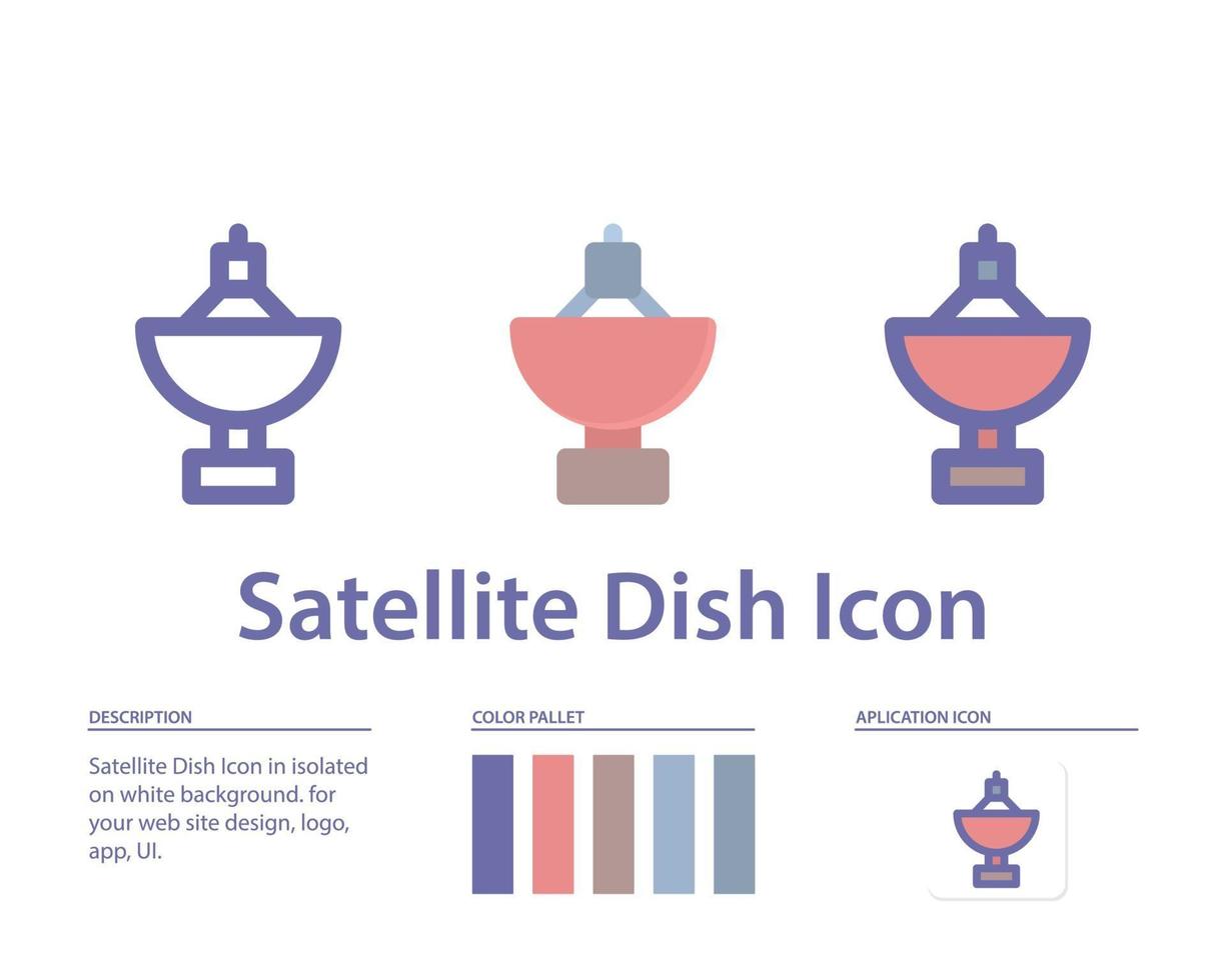 Satellitenschüsselsymbol in lokalisiert auf weißem Hintergrund. für Ihr Website-Design, Logo, App, UI. Vektorgrafiken Illustration und bearbeitbarer Strich. eps 10. vektor