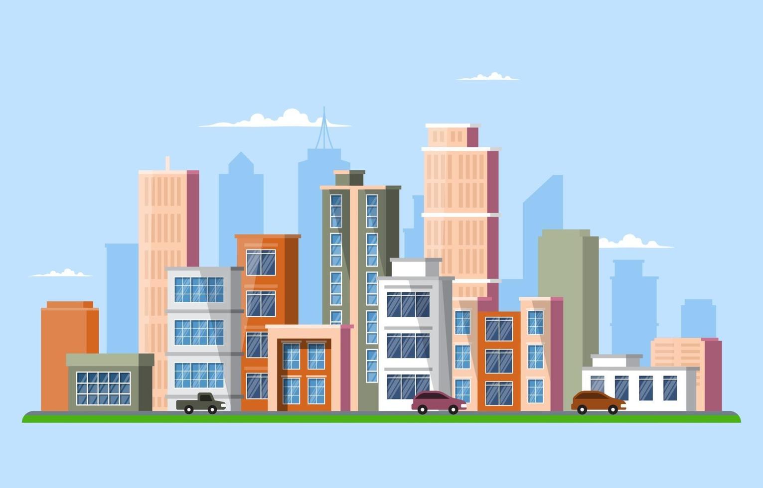 Straßenstadt Gebäudebau Stadtbild Skyline Business Illustration vektor