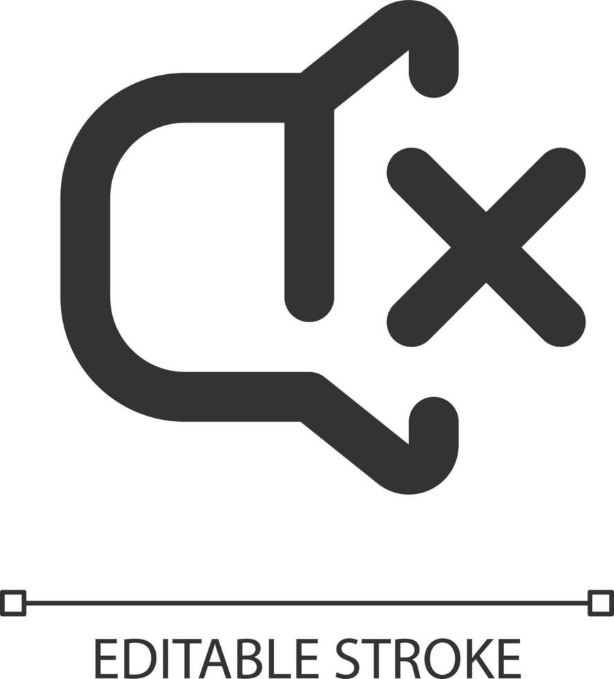 sväng av ljud pixel perfekt linjär ui ikon. tyst läge. stum ringsignal. varna alternativ. gui, ux design. översikt isolerat användare gränssnitt element för app och webb. redigerbar stroke vektor