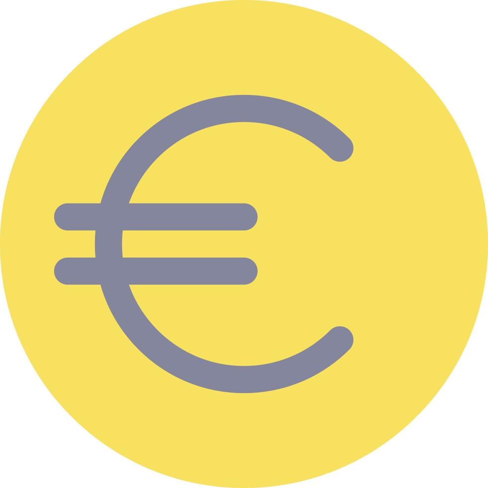 Euro Münze eben Farbe ui Symbol. Währung und Geld. golden Euro Cent. Finanzen und Banken. einfach gefüllt Element zum Handy, Mobiltelefon App. bunt solide Piktogramm. Vektor isoliert rgb Illustration