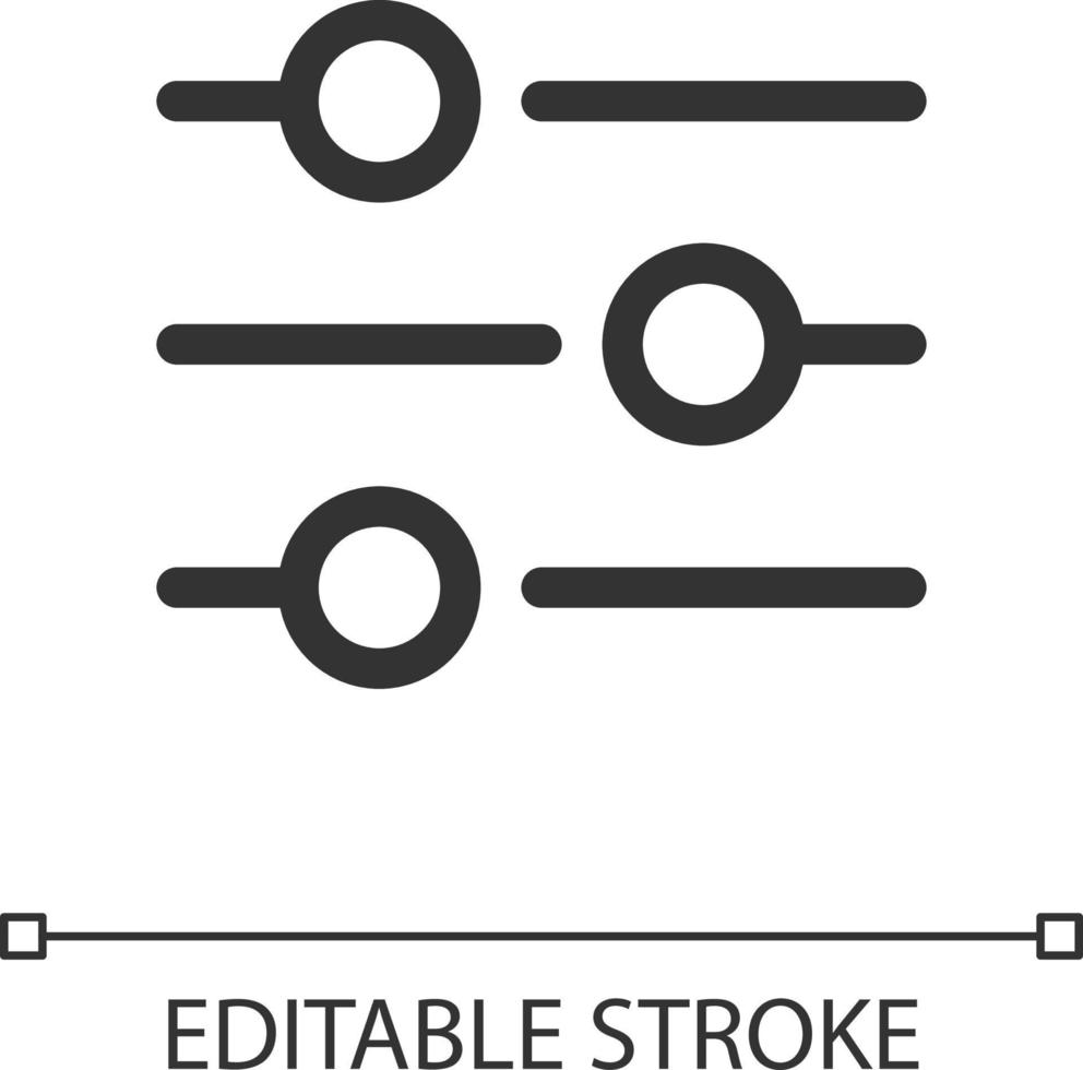 justeringar pixel perfekt linjär ui ikon. Foto och video redigering. anpassningsbar ändringar. gui, ux design. översikt isolerat användare gränssnitt element för app och webb. redigerbar stroke vektor