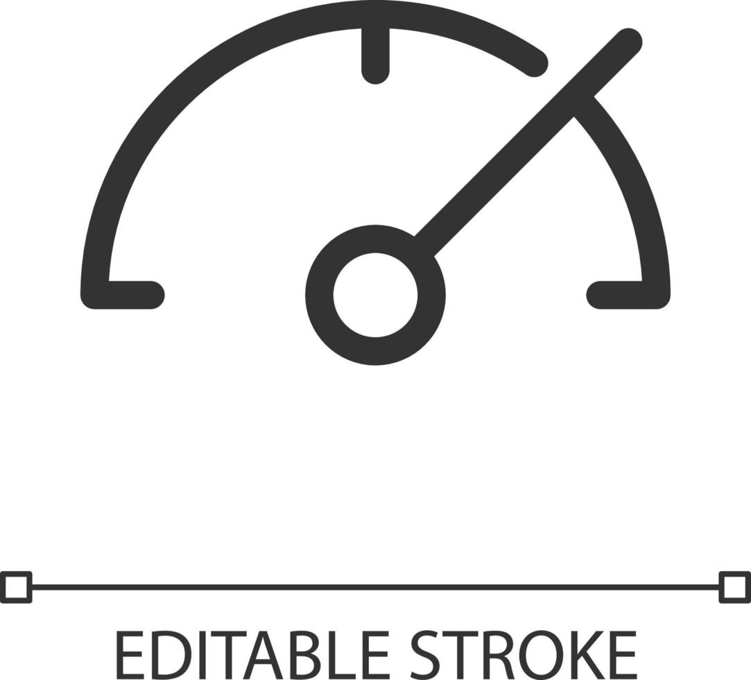 Tachometer Pixel perfekt linear ui Symbol. Bearbeitung Werkzeug. Geschwindigkeit Einstellungen. Automobil Instrument. gui, ux Design. Gliederung isoliert Benutzer Schnittstelle Element zum App und Netz. editierbar Schlaganfall vektor