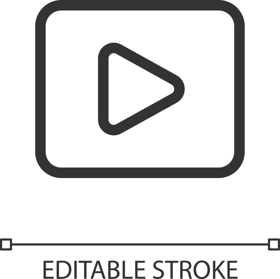 video pixel perfekt linjär ui ikon. rör på sig visuell media. spela in och spela. multimedia spelare. gui, ux design. översikt isolerat användare gränssnitt element för app och webb. redigerbar stroke vektor