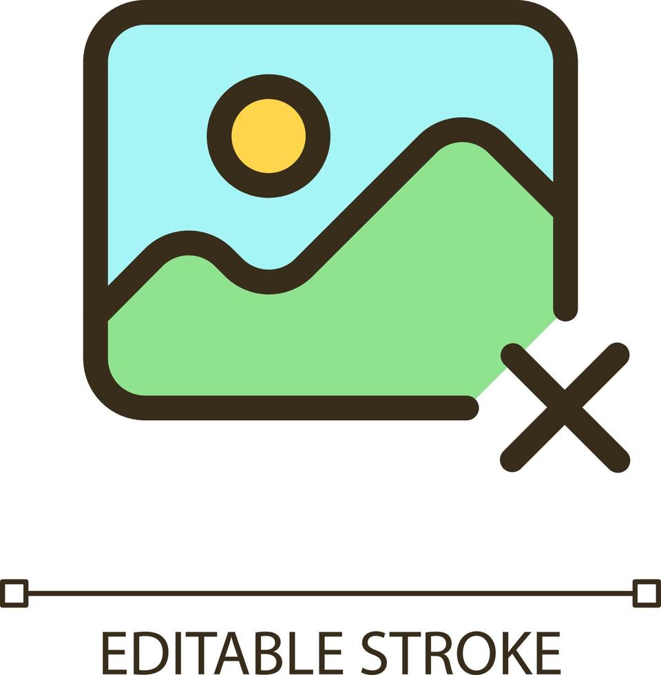 radera Foto pixel perfekt rgb Färg ui ikon. annullera redigering. ta bort bild. enkel fylld linje element. gui, ux design för mobil app. vektor isolerat piktogram. redigerbar stroke
