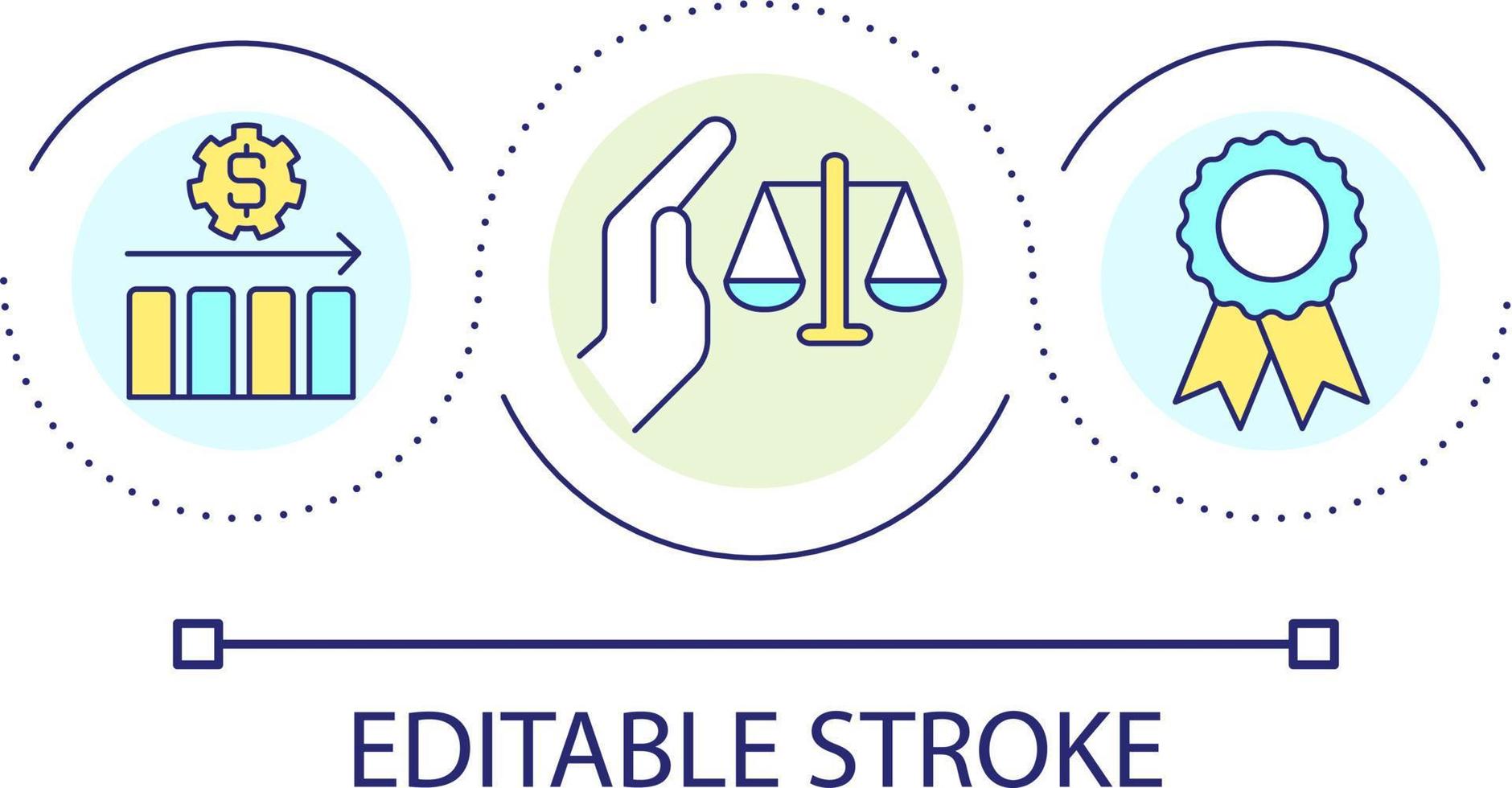 lag reglering av priser slinga begrepp ikon. statisk värde på stock marknadsföra. skyddade operationer abstrakt aning tunn linje illustration. isolerat översikt teckning. redigerbar stroke vektor