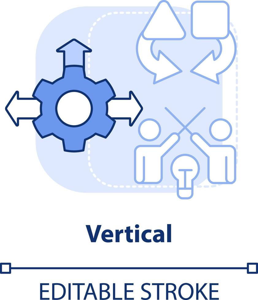 vertikal företag fusion ljus blå begrepp ikon. annorlunda stadier integration abstrakt aning tunn linje illustration. isolerat översikt teckning. redigerbar stroke vektor