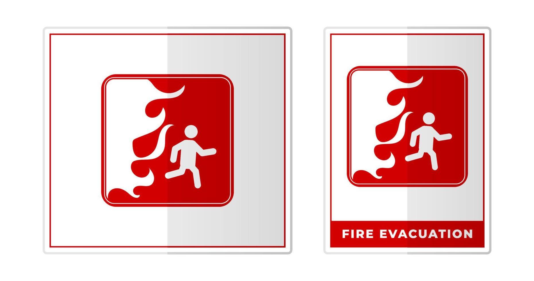 Feuer Evakuierung Zeichen Etikette Symbol Symbol Vektor Illustration