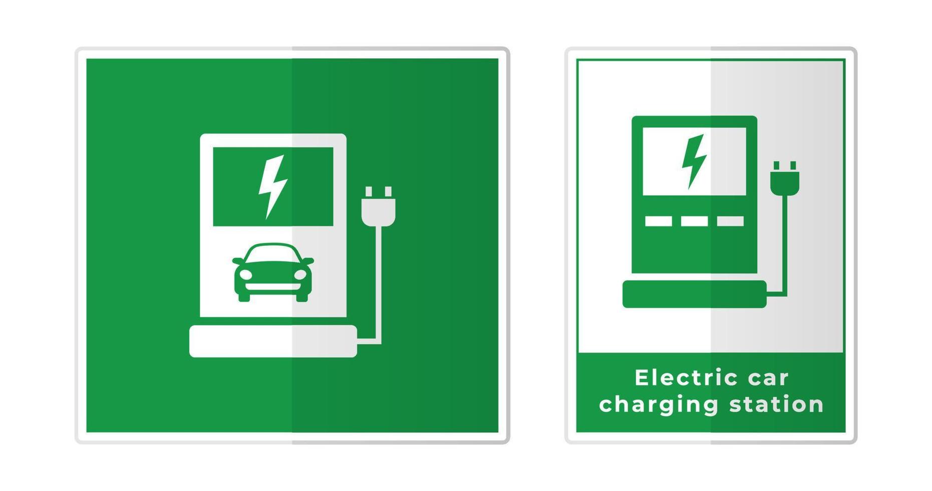 elektrisch Auto Laden Bahnhof Zeichen Etikette Symbol Symbol Vektor Illustration