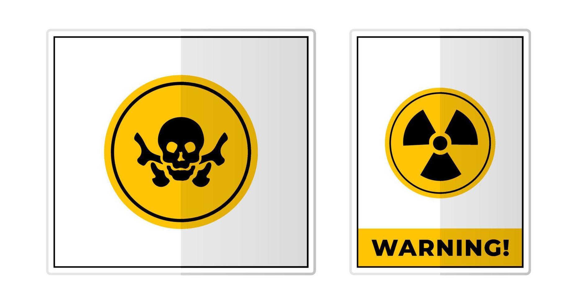 fara varning strålning, toxisk och bio fara tecken märka symbol ikon vektor illustration