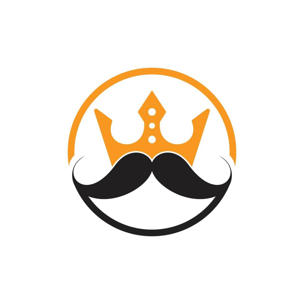 mustasch kung vektor logotyp design. elegant eleganta mustasch krona logotyp.