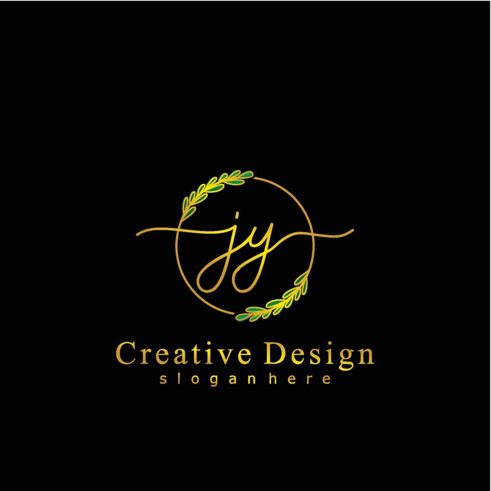 första jy skönhet monogram och elegant logotyp design, handstil logotyp av första signatur, bröllop, mode, blommig och botanisk logotyp begrepp design. vektor