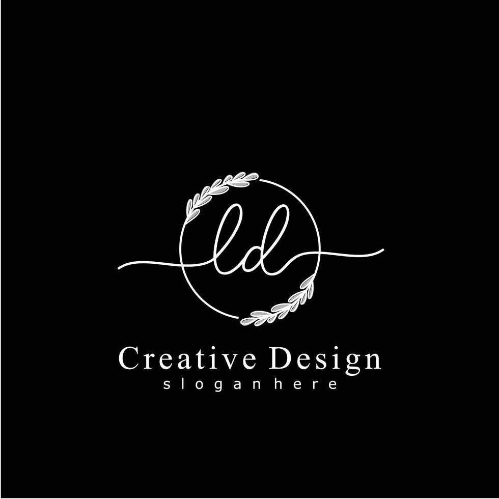 Initiale ld Schönheit Monogramm und elegant Logo Design, Handschrift Logo von Initiale Unterschrift, Hochzeit, Mode, Blumen- und botanisch Logo Konzept Design. vektor