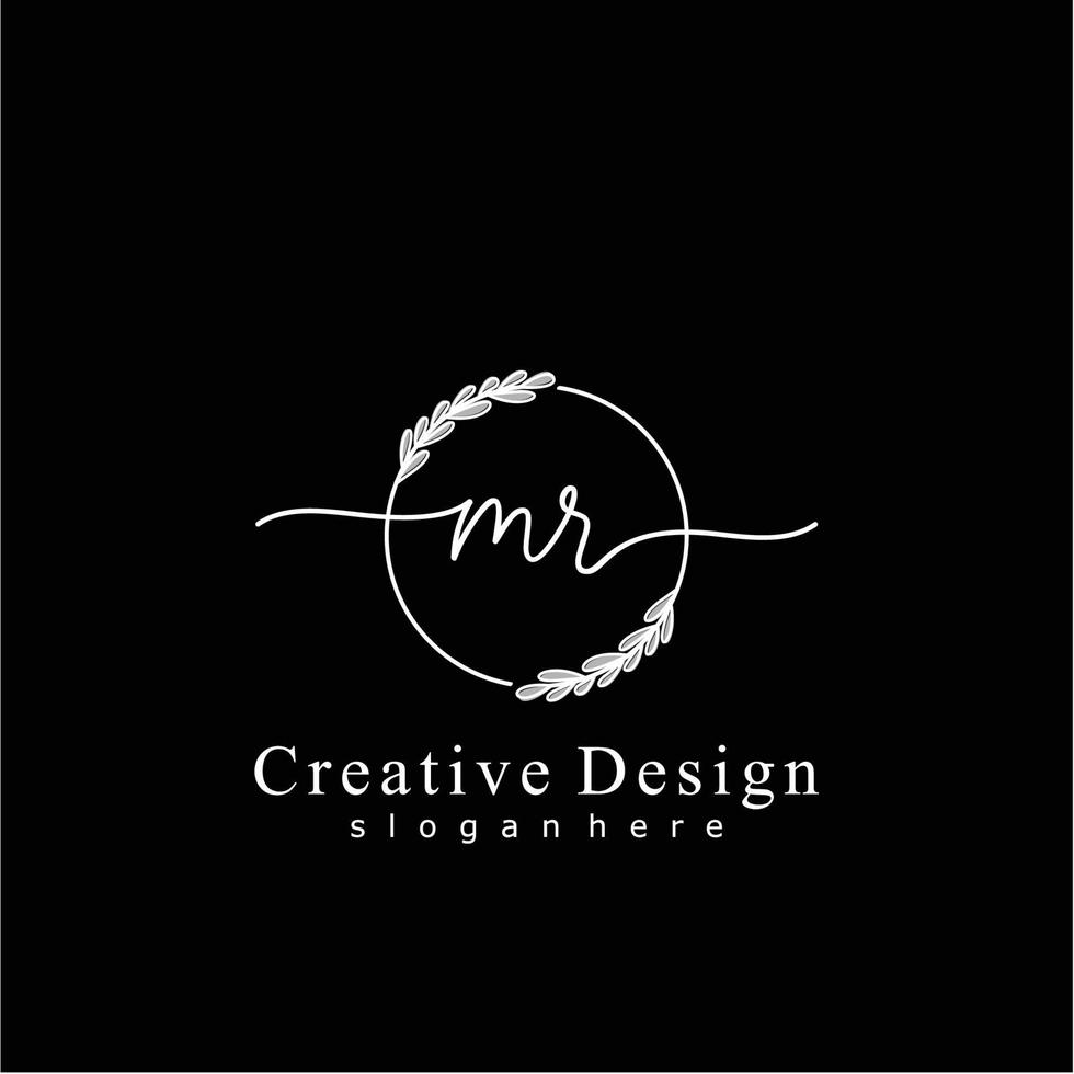 första herr skönhet monogram och elegant logotyp design, handstil logotyp av första signatur, bröllop, mode, blommig och botanisk logotyp begrepp design. vektor