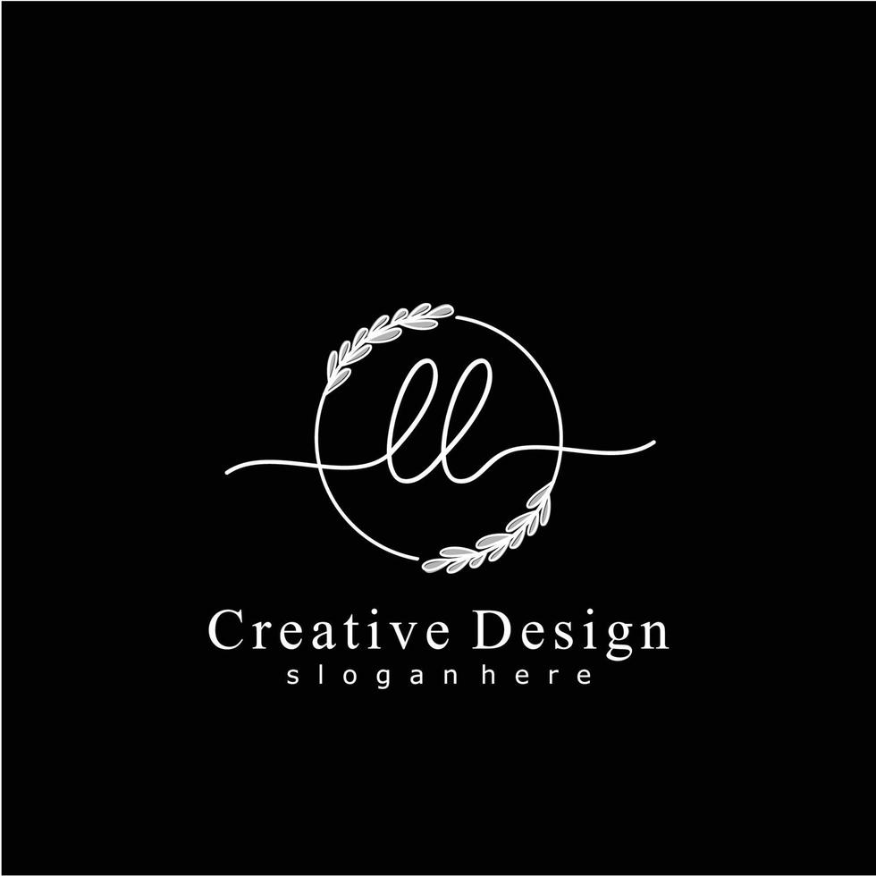 första ll skönhet monogram och elegant logotyp design, handstil logotyp av första signatur, bröllop, mode, blommig och botanisk logotyp begrepp design. vektor