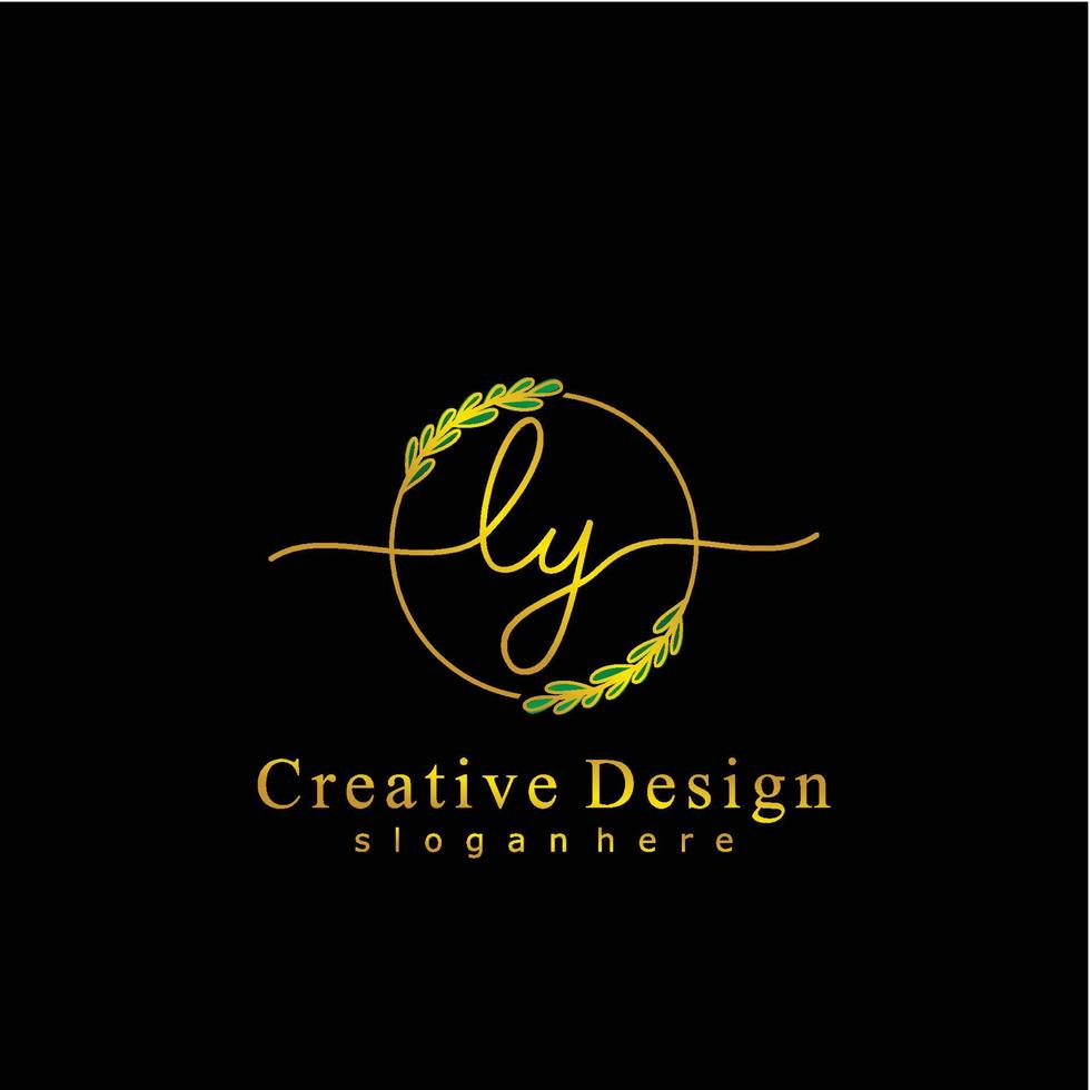 första ly skönhet monogram och elegant logotyp design, handstil logotyp av första signatur, bröllop, mode, blommig och botanisk logotyp begrepp design. vektor