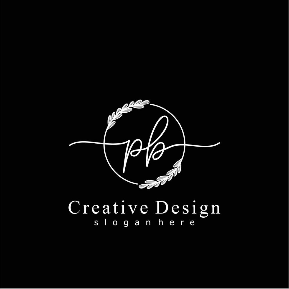 första pb skönhet monogram och elegant logotyp design, handstil logotyp av första signatur, bröllop, mode, blommig och botanisk logotyp begrepp design. vektor