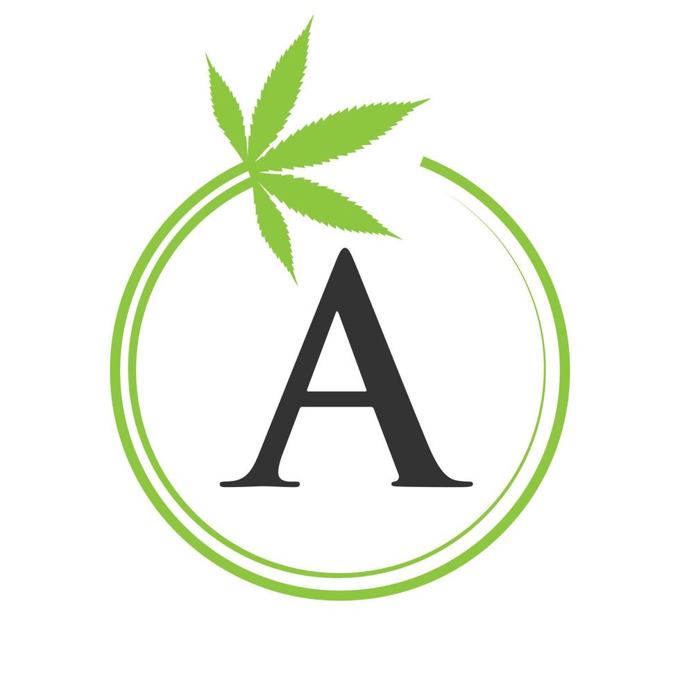 Cannabis Marihuana Logo auf Brief ein Konzept zum Gesundheit und medizinisch Therapie. Marihuana, Cannabis Zeichen Vorlage vektor